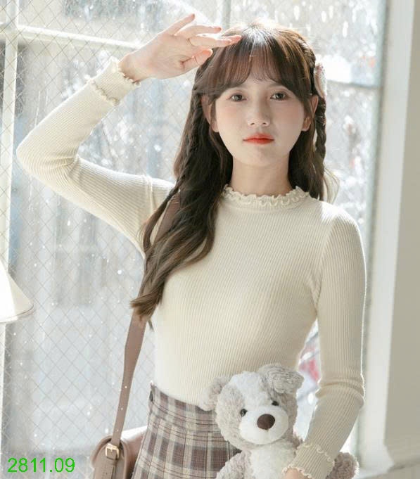 25HA2811.09 - ÁO LEN CỔ BÈO NỮ