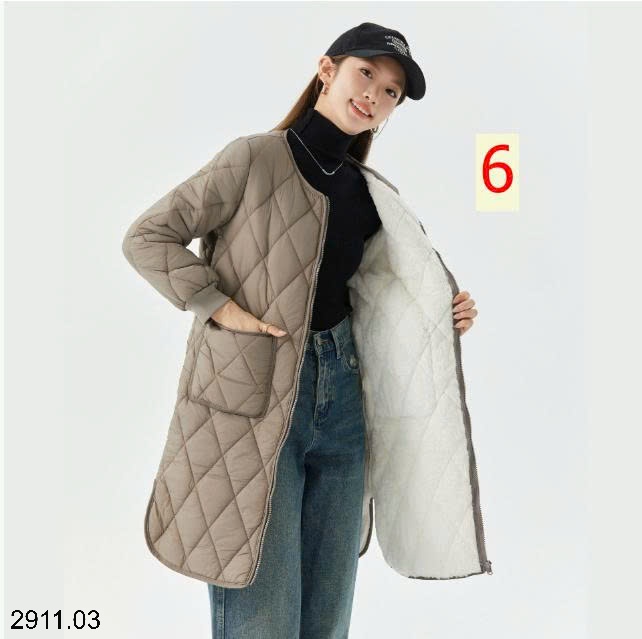 25HA2911.03 - ÁO KHOÁC TRẦN TRÁM DÁNG DÀI CỔ TRÒN CHO NỮ