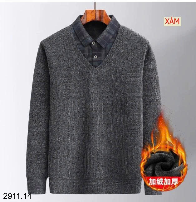 25HA2911.14 - ÁO LEN NAM LÓT LÔNG CỔ ĐỨC