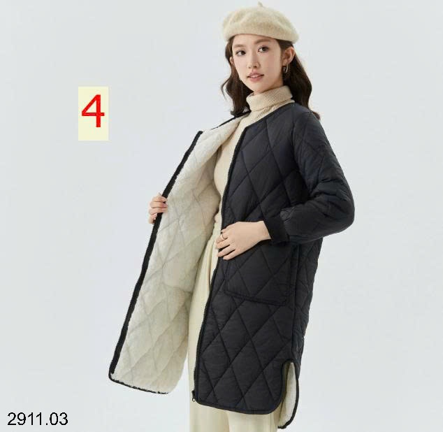 25HA2911.03 - ÁO KHOÁC TRẦN TRÁM DÁNG DÀI CỔ TRÒN CHO NỮ
