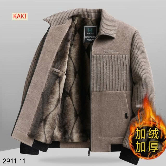 25HA2911.11 - ÁO KHOÁC NHUNG TRUNG NIÊN LÓT LÔNG TẶNG BỐ