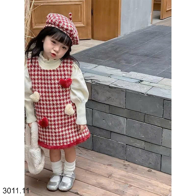 25HA3011.11 - SET VÁY 3 CHI TIẾT CHERRY COCO BÉ GÁI