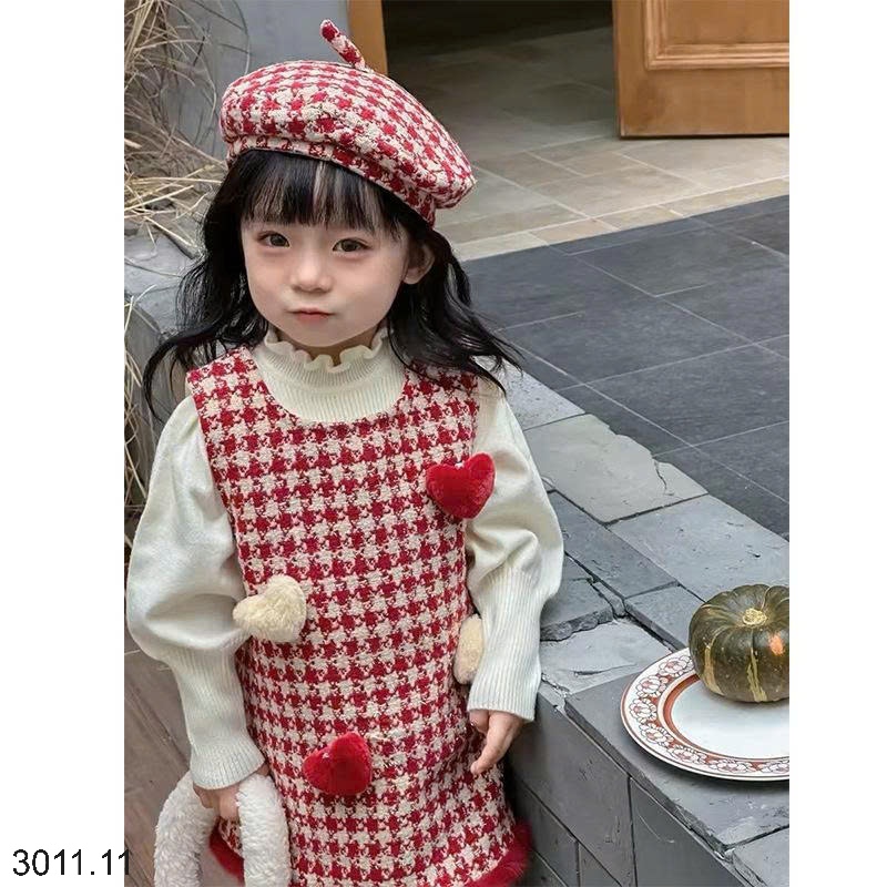 25HA3011.11 - SET VÁY 3 CHI TIẾT CHERRY COCO BÉ GÁI