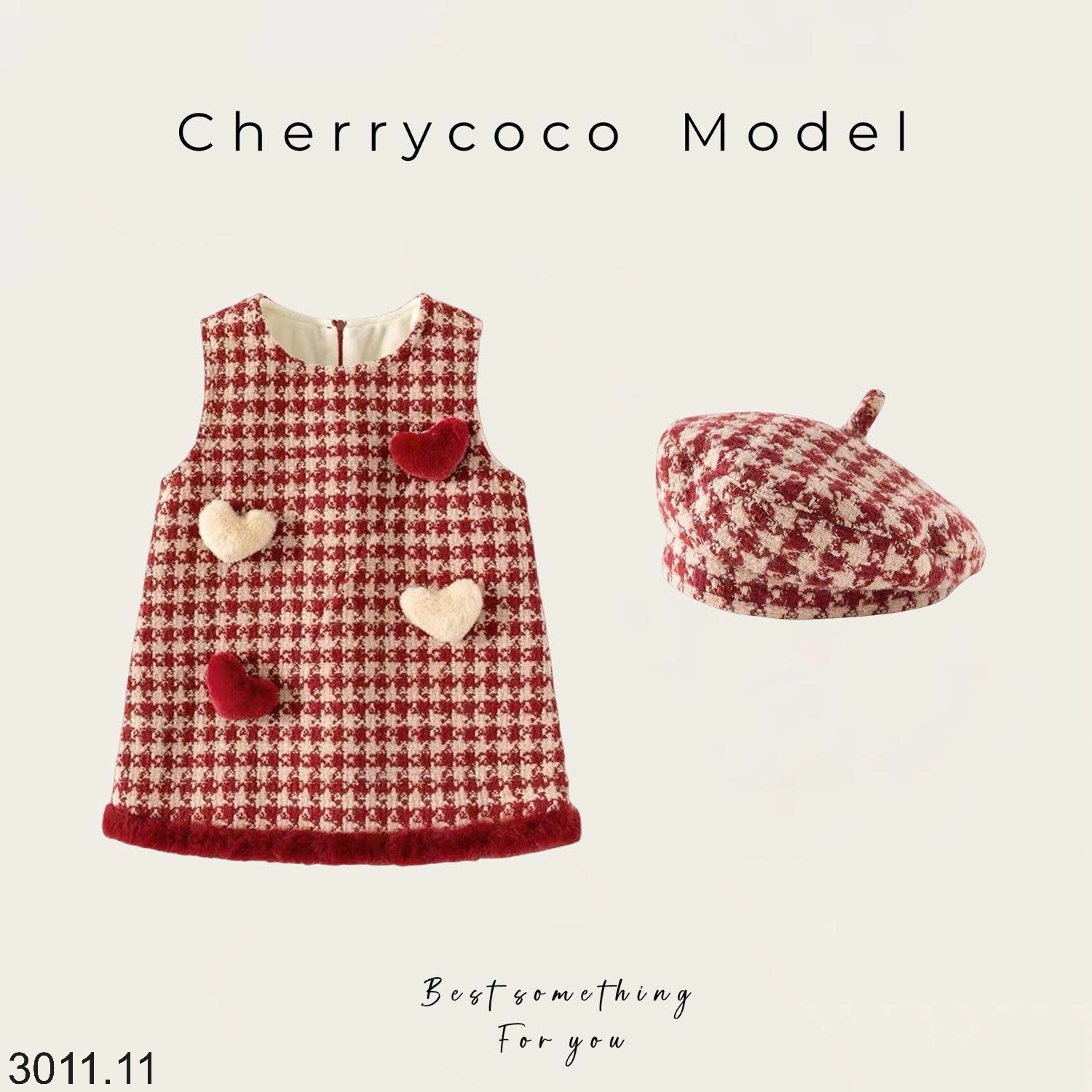 25HA3011.11 - SET VÁY 3 CHI TIẾT CHERRY COCO BÉ GÁI