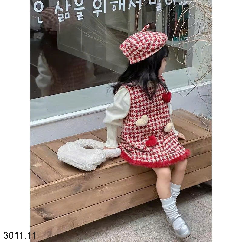 25HA3011.11 - SET VÁY 3 CHI TIẾT CHERRY COCO BÉ GÁI
