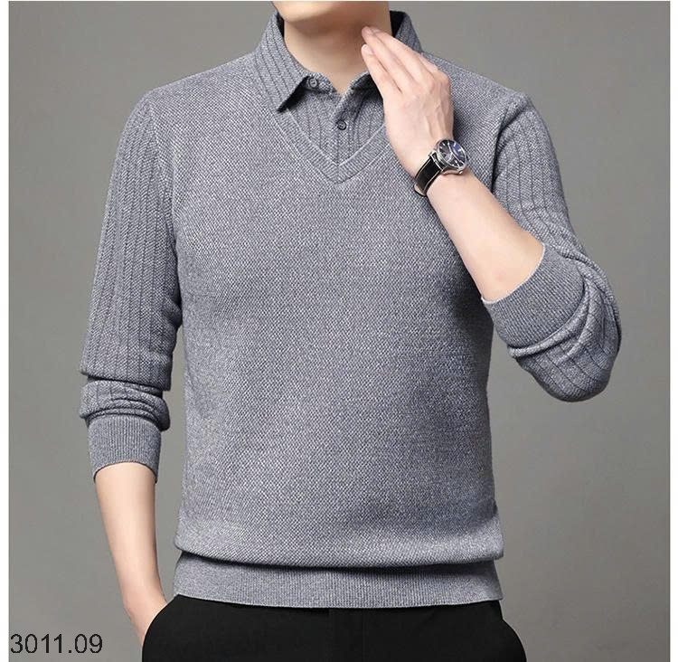25HA3011.09 - ÁO LEN NAM CỔ SƠ MI LÓT LÔNG