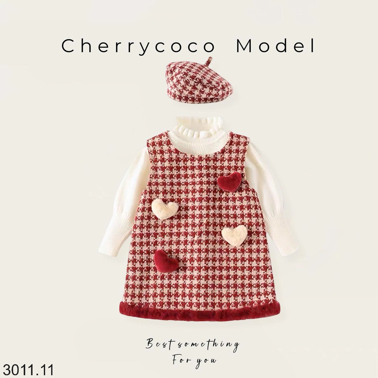 25HA3011.11 - SET VÁY 3 CHI TIẾT CHERRY COCO BÉ GÁI