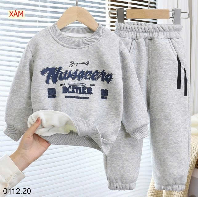 25HA0112.20 - BỘ NỈ 2 MÀU LÓT LÔNG BÉ TRAI