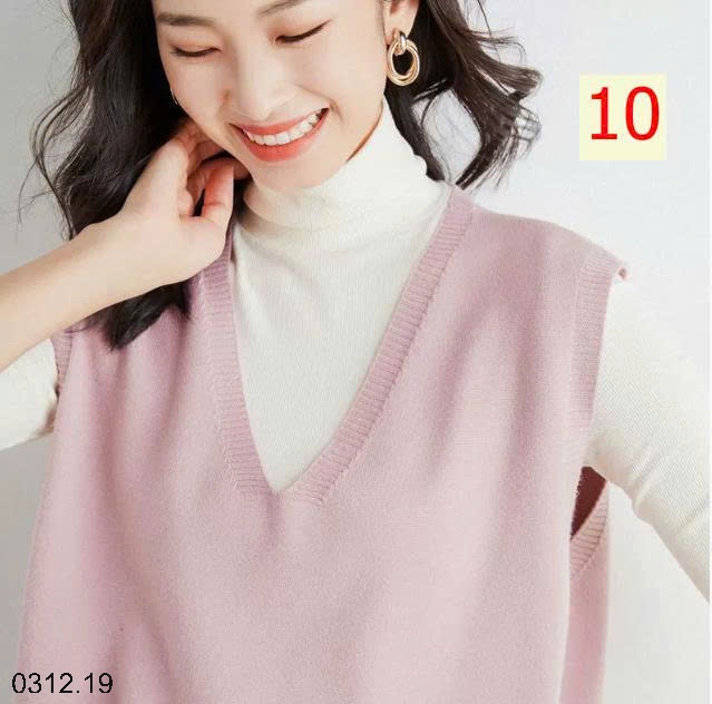 25HA0312.19 - GILE LEN DỆT KIM CỔ V TRƠN MÀU NỮ