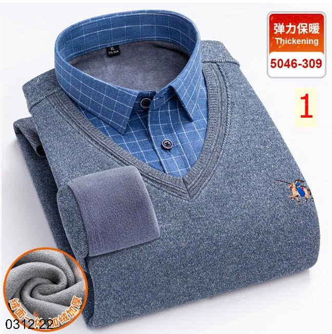 25HA0312.22 - ÁO LEN CỔ SƠ MI LÓT LÔNG TRUNG NIÊN