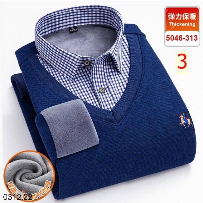 25HA0312.22 - ÁO LEN CỔ SƠ MI LÓT LÔNG TRUNG NIÊN