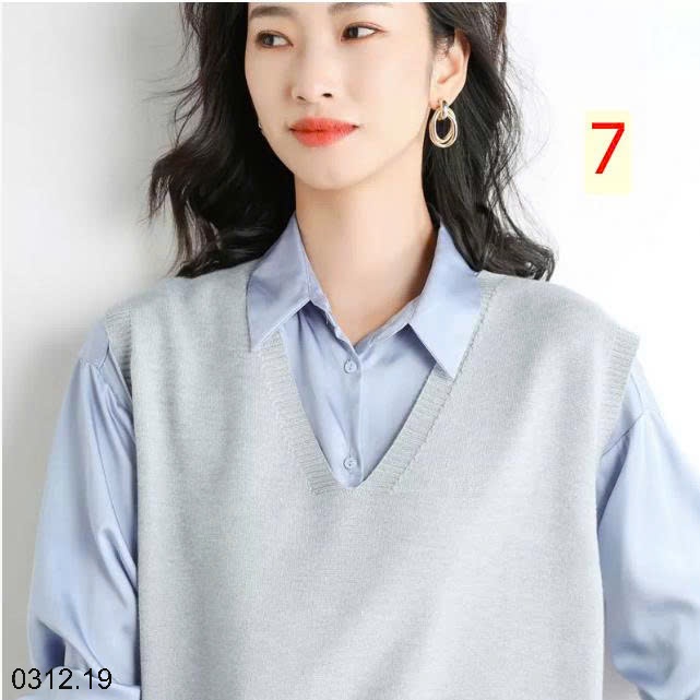 25HA0312.19 - GILE LEN DỆT KIM CỔ V TRƠN MÀU NỮ