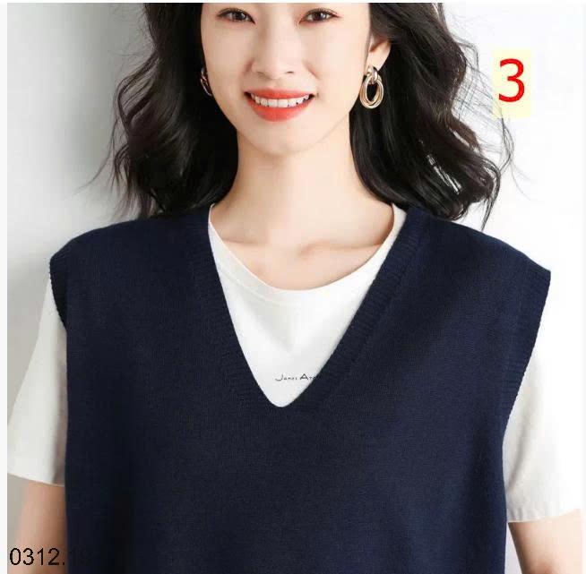 25HA0312.19 - GILE LEN DỆT KIM CỔ V TRƠN MÀU NỮ