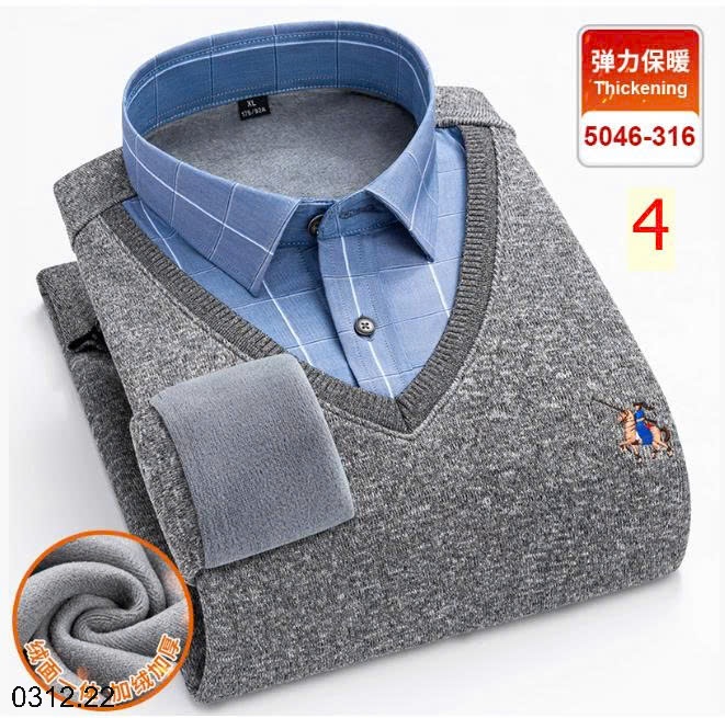 25HA0312.22 - ÁO LEN CỔ SƠ MI LÓT LÔNG TRUNG NIÊN