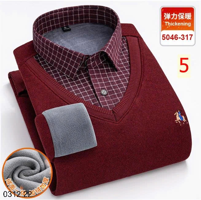 25HA0312.22 - ÁO LEN CỔ SƠ MI LÓT LÔNG TRUNG NIÊN