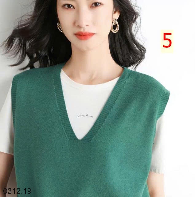 25HA0312.19 - GILE LEN DỆT KIM CỔ V TRƠN MÀU NỮ