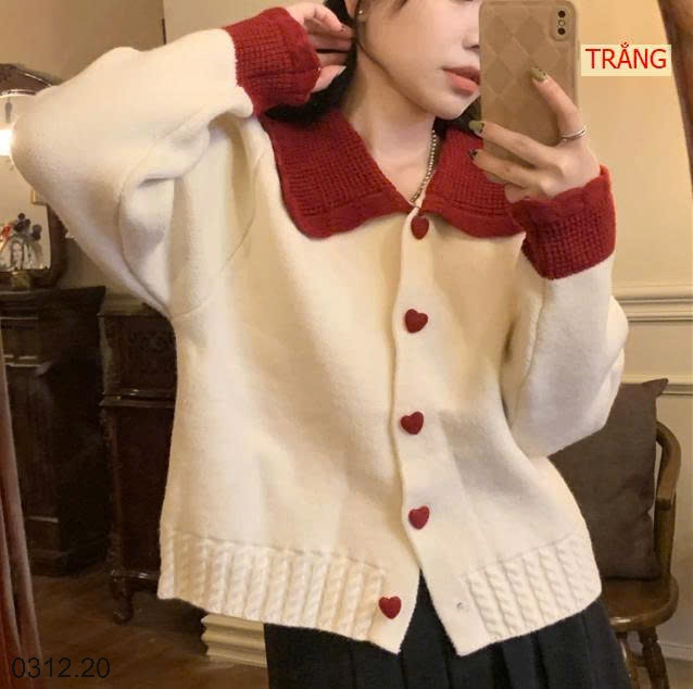 25HA0312.20 - ÁO LEN CÚC TIM PHỐI MÀU SIÊU XINH