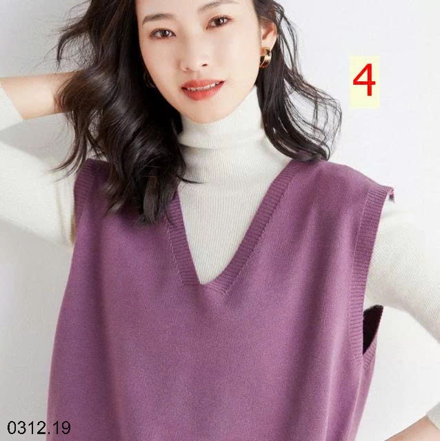 25HA0312.19 - GILE LEN DỆT KIM CỔ V TRƠN MÀU NỮ
