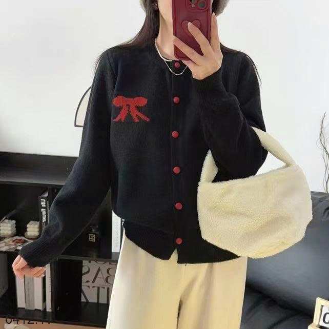 25HA0412.11 - ÁO LEN CARDIGAN NƠ NỮ