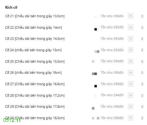 25HA0512.11 - GIÀY THỂ THAO CHO BÉ YÊU