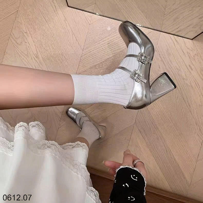 25HA0612.07 - GIÀY MARRY JANE HAI DÂY ĐÍNH ĐÁ