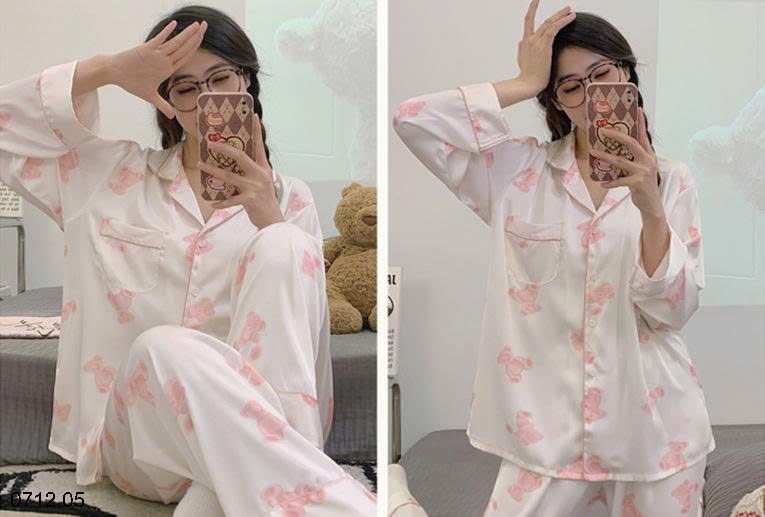 25HA0712.05 - BỘ LỤA PIZAMA DÀI TAY MẶC NHÀ