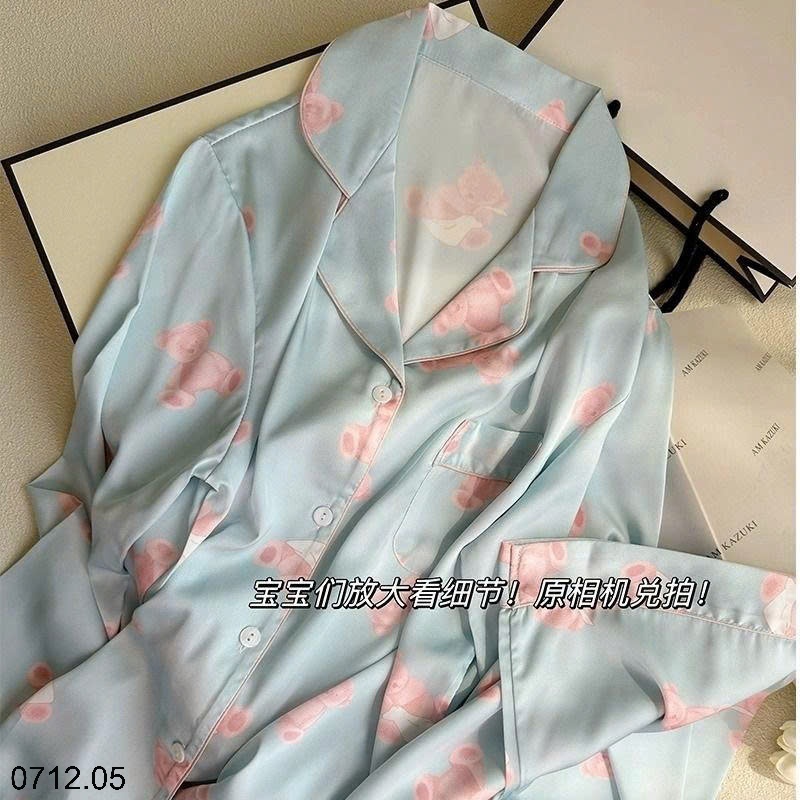 25HA0712.05 - BỘ LỤA PIZAMA DÀI TAY MẶC NHÀ