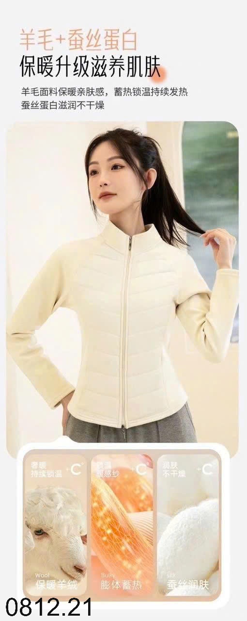 25HA0812.21 - ÁO KHOÁC LÔNG CỪU PHA PHAO CHO NỮ