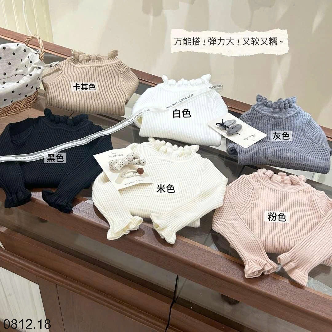 25HA0812.18 - ÁO LEN CỔ VIỀN BÈO BÉ GÁI
