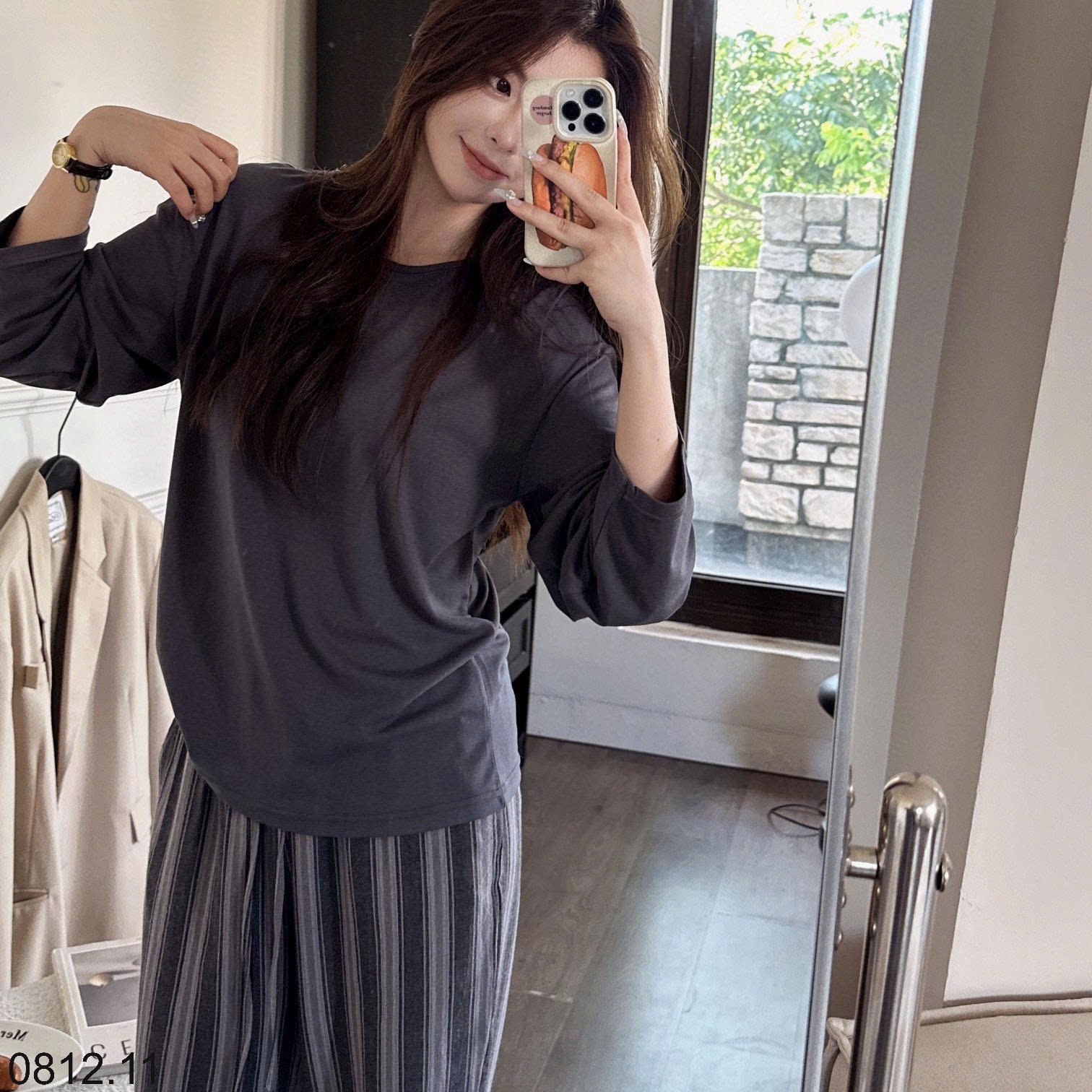 25HA0812.11 - BỘ MẶC NHÀ QUẦN KẺ MOTIE