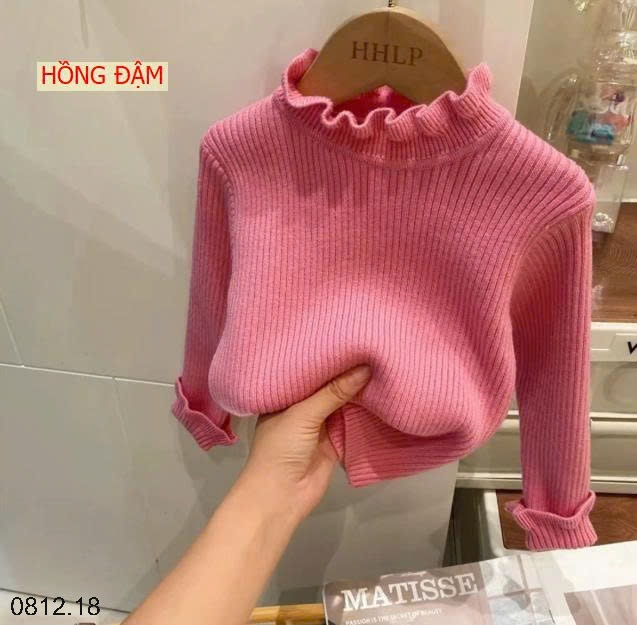 25HA0812.18 - ÁO LEN CỔ VIỀN BÈO BÉ GÁI
