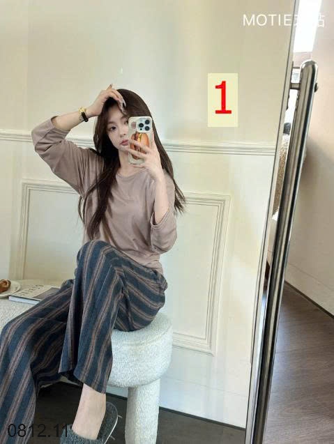 25HA0812.11 - BỘ MẶC NHÀ QUẦN KẺ MOTIE