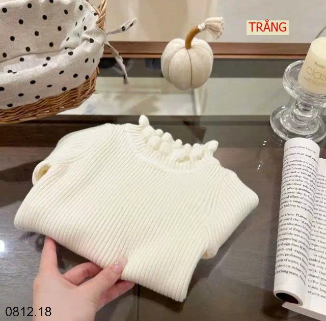 25HA0812.18 - ÁO LEN CỔ VIỀN BÈO BÉ GÁI