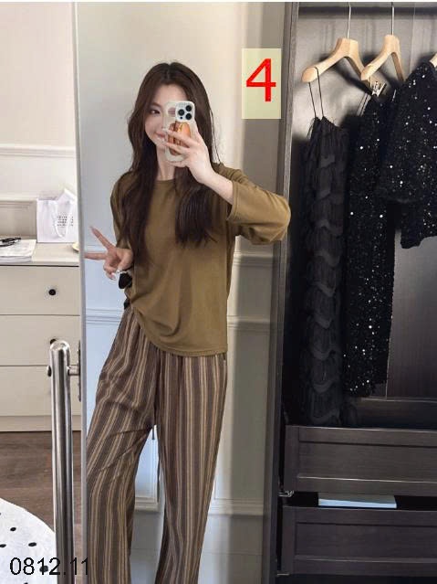 25HA0812.11 - BỘ MẶC NHÀ QUẦN KẺ MOTIE