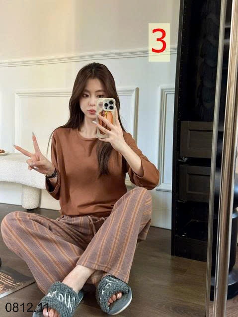 25HA0812.11 - BỘ MẶC NHÀ QUẦN KẺ MOTIE