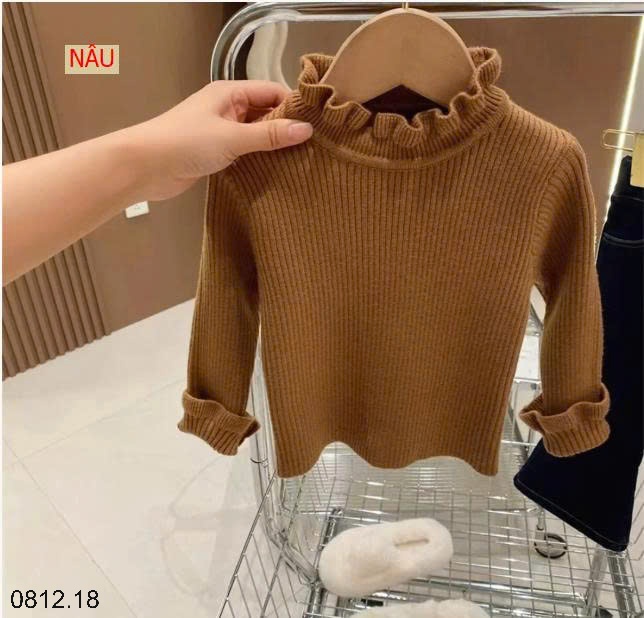25HA0812.18 - ÁO LEN CỔ VIỀN BÈO BÉ GÁI