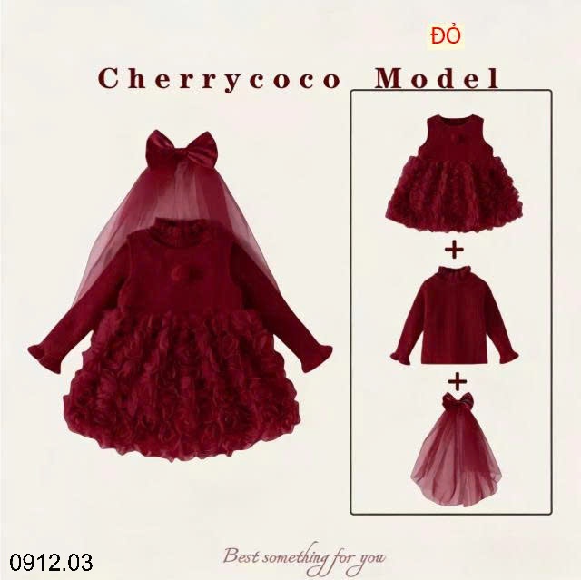 25HA0912.03 - SET VÁY 3 CHI TIẾT CHERRY COCO