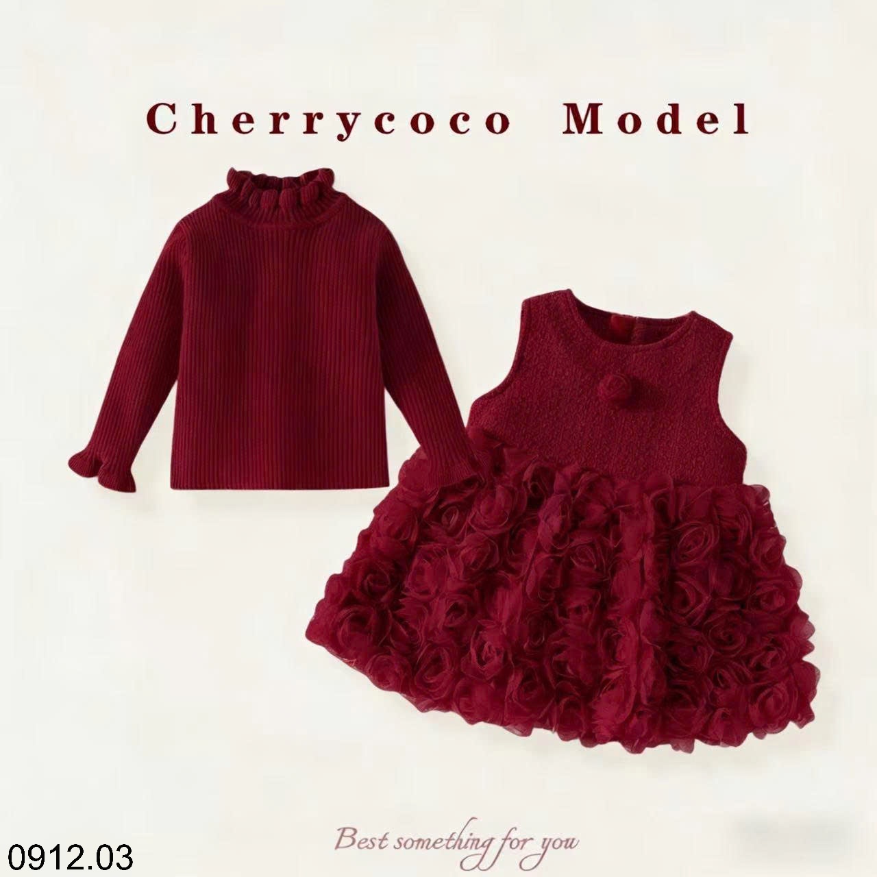 25HA0912.03 - SET VÁY 3 CHI TIẾT CHERRY COCO