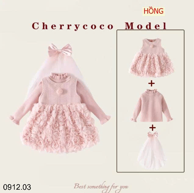 25HA0912.03 - SET VÁY 3 CHI TIẾT CHERRY COCO