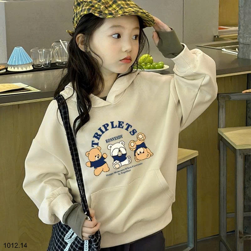 25HA1012.14 - ÁO NỈ HODDIE MŨ TRÙM ĐẦU CHO BÉ