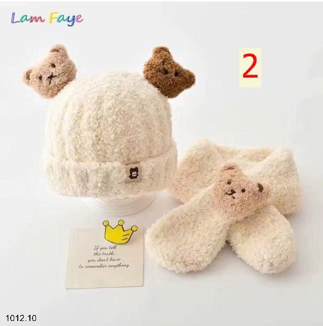 25HA1012.10 - SET MŨ KÈM KHĂN LEN LÔNG CHO BÉ YÊU