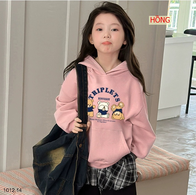 25HA1012.14 - ÁO NỈ HODDIE MŨ TRÙM ĐẦU CHO BÉ