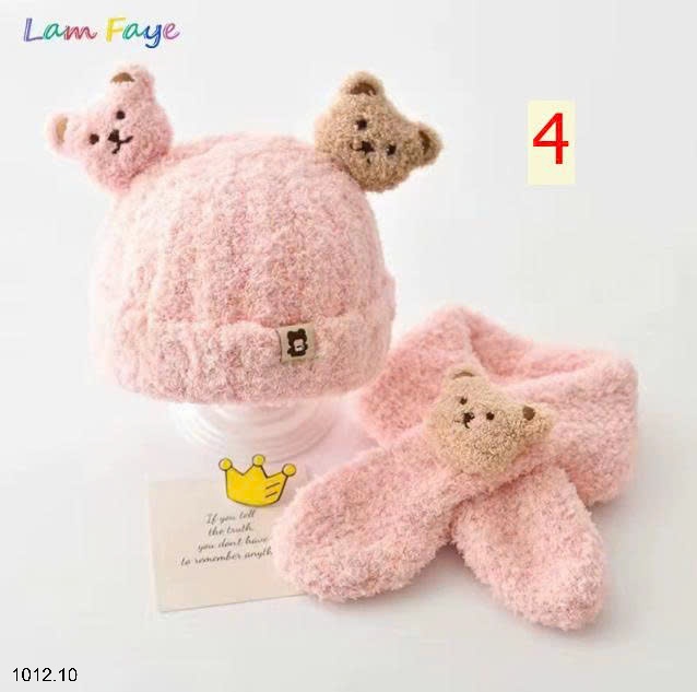 25HA1012.10 - SET MŨ KÈM KHĂN LEN LÔNG CHO BÉ YÊU