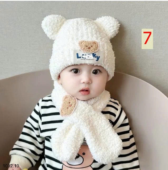25HA1012.10 - SET MŨ KÈM KHĂN LEN LÔNG CHO BÉ YÊU