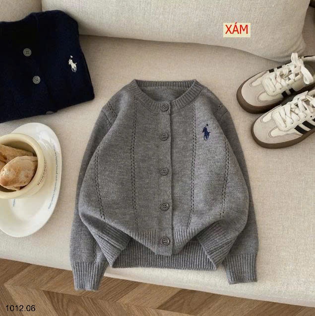 25HA1012.06 - ÁO CARDIGAN LEN THÊU HÌNH NGỰA CHO BÉ