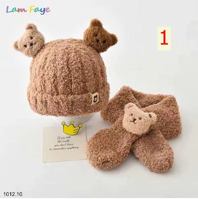 25HA1012.10 - SET MŨ KÈM KHĂN LEN LÔNG CHO BÉ YÊU
