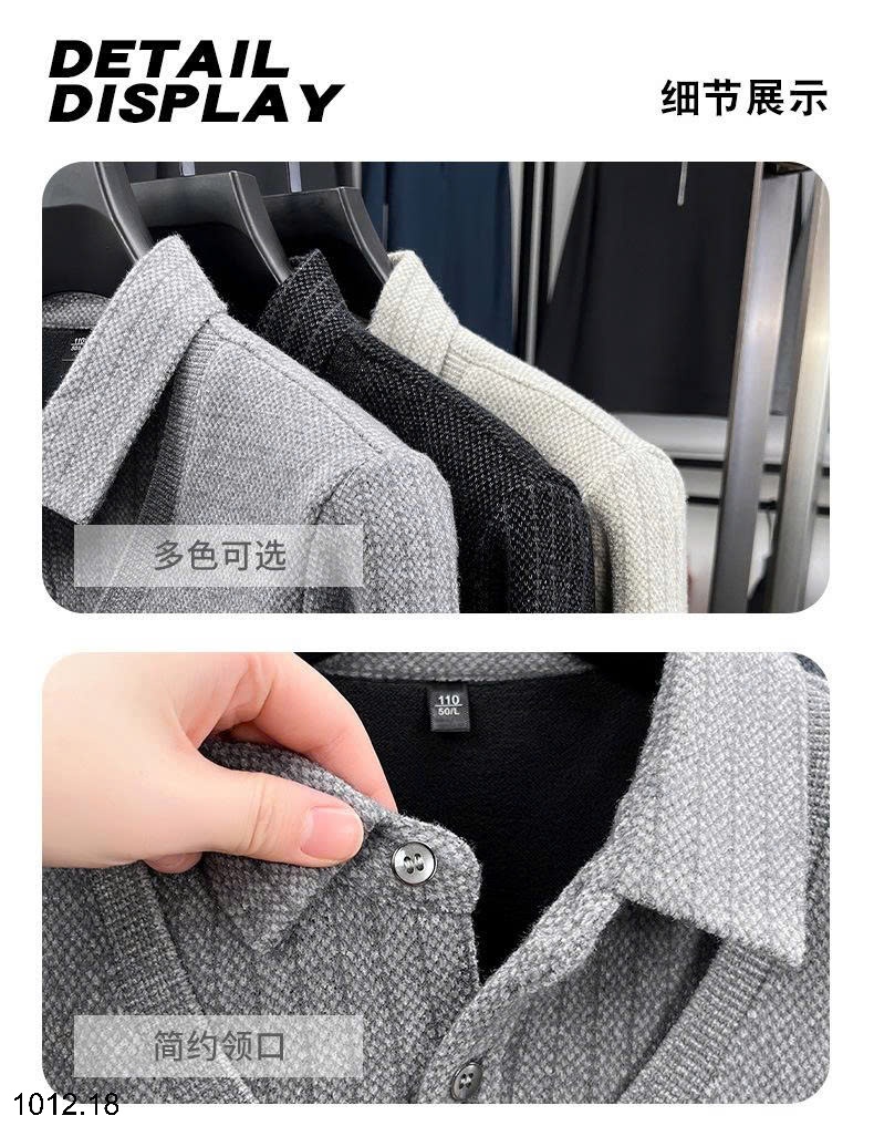 25HA1012.18 - ÁO LEN CỔ SƠ MI LÓT LÔNG NAM