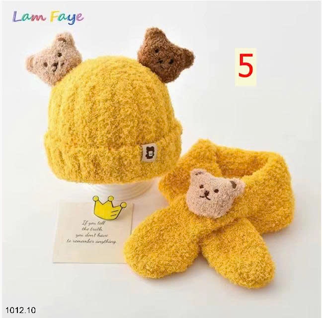 25HA1012.10 - SET MŨ KÈM KHĂN LEN LÔNG CHO BÉ YÊU