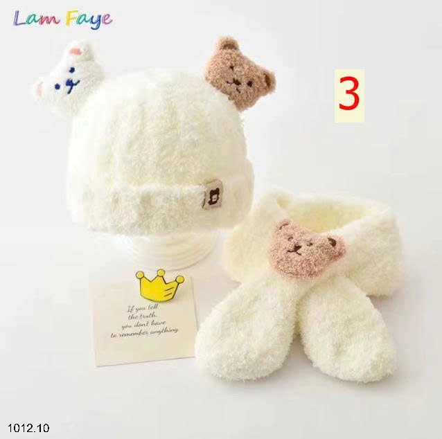 25HA1012.10 - SET MŨ KÈM KHĂN LEN LÔNG CHO BÉ YÊU
