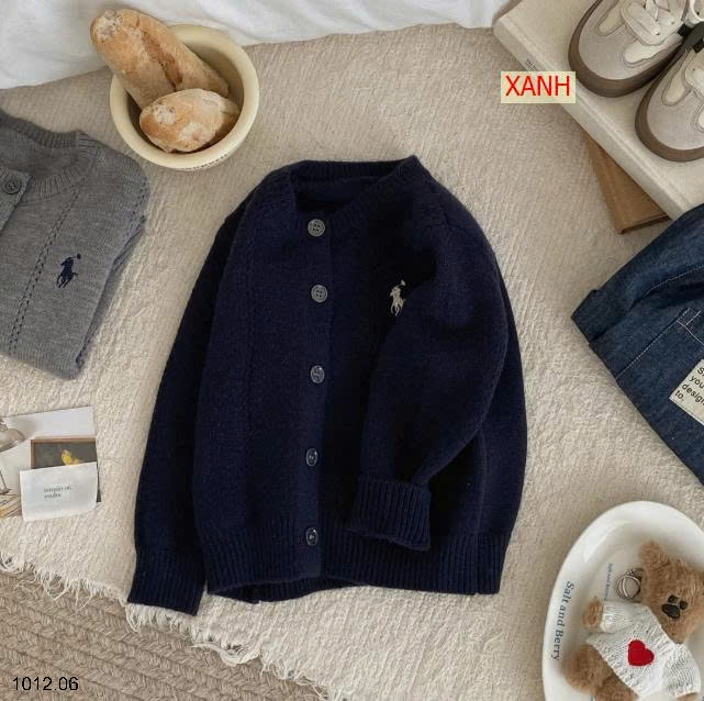 25HA1012.06 - ÁO CARDIGAN LEN THÊU HÌNH NGỰA CHO BÉ